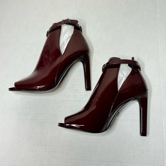 Michael Kors Burgundy Lawson Open Toe Leather Bootie NEW Size 10 - Picture 4 of 10